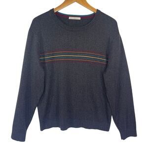 MARINE LAYER Men’s Gray Long Sleeve Crewneck Sweater Chest Stripes Large